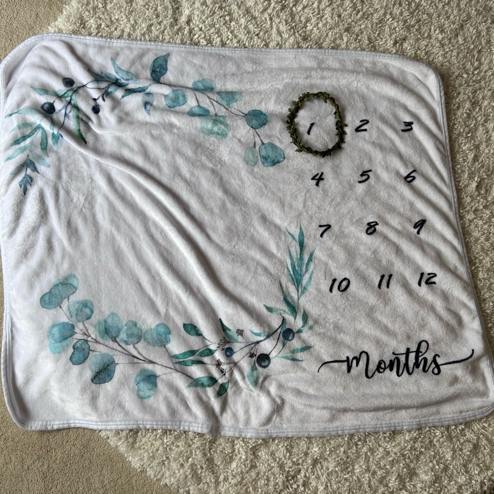 Baby Milestone Blanket with Greenery Design